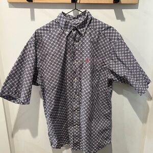 Ariat Men's Casual Button Down Shirt - Blue and White Geometric